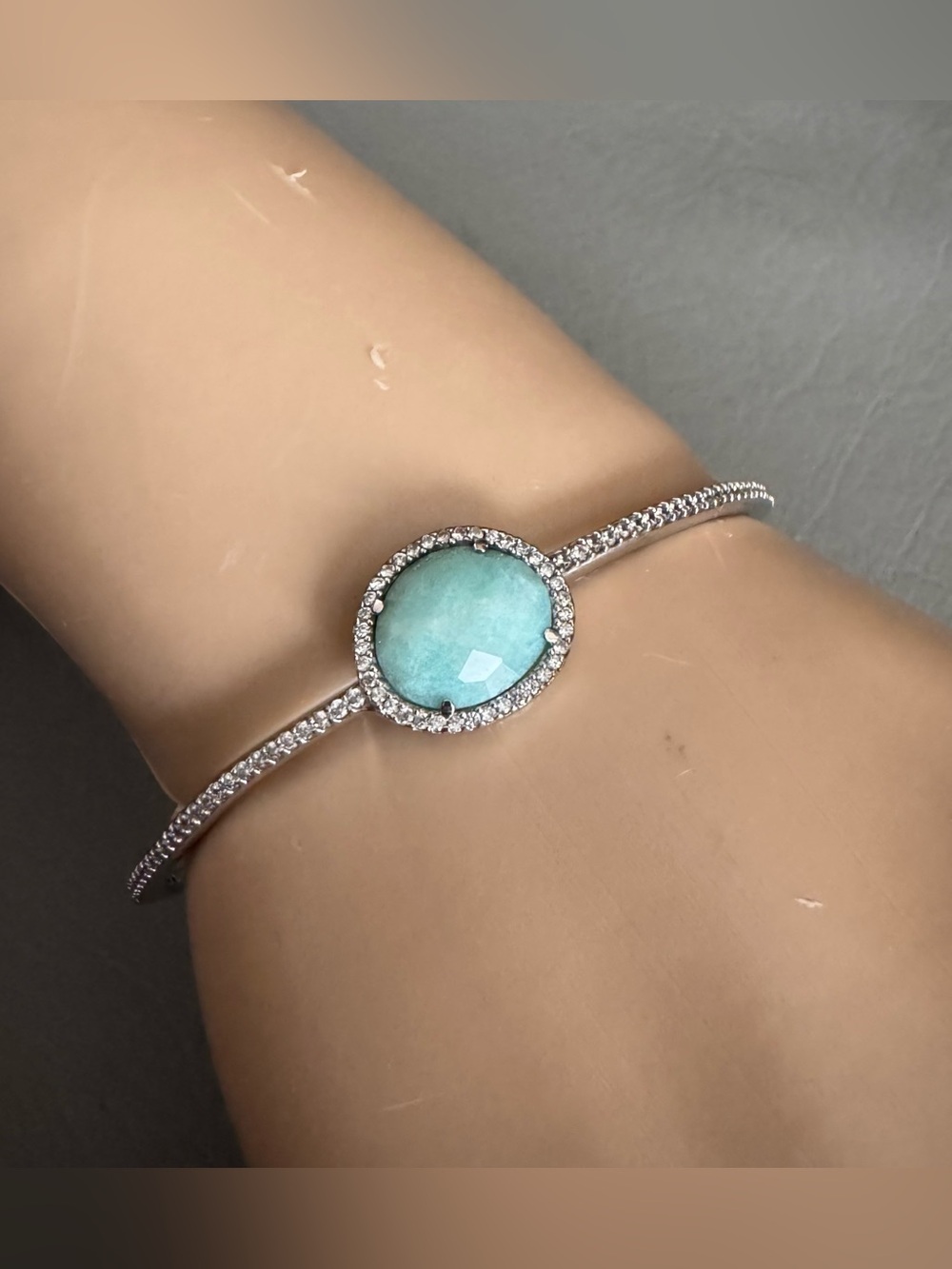 New Nadri Amazonite Sterling Silver Bangle Bracelet